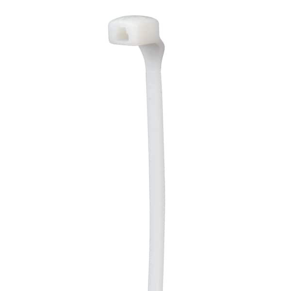 Cable Tie, 7-1/2 in L, 2 in Max Bundle Dia., White, Nylon 6/6, 18 lb Strength, 1000 PK